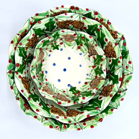 Pinecone Holly Bowls