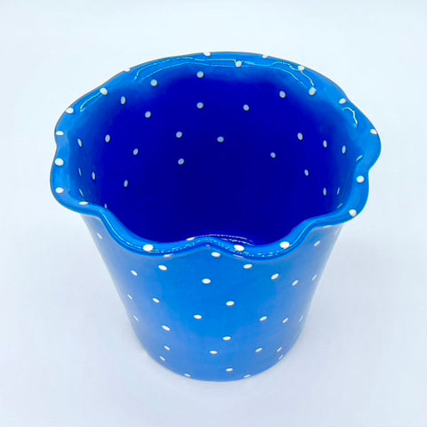 The Blues Polka Dot Medium Flower Pot