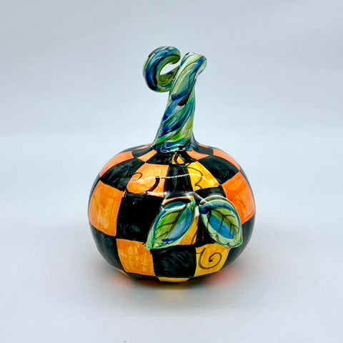 Small Black & Orange Check 3d Pumpkin