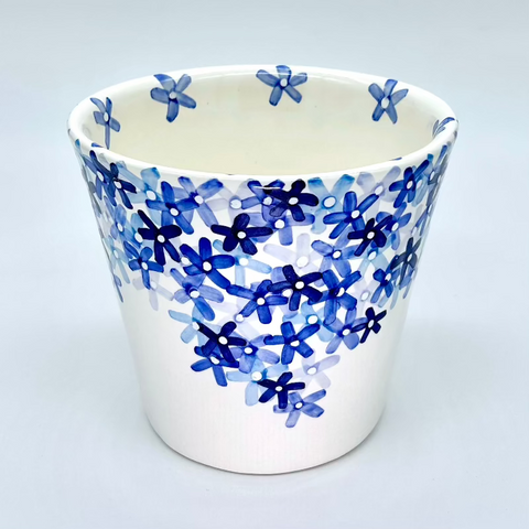 Little Blue Flowers Medium Flower Pot