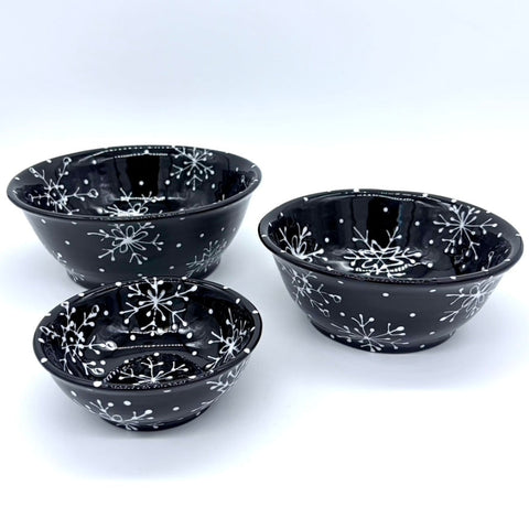 Black and White Snowflake Bowls