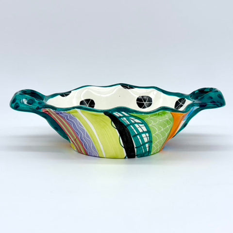 Julie Stripe Double Handled Basket