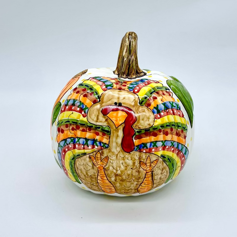 Medium Turkey & Pumpkins 3d Pumpkin