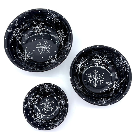 Black and White Snowflake Bowls