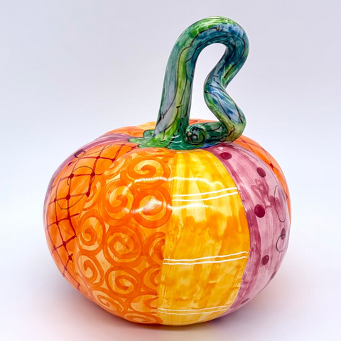 Medium Patchwork Pink Stripe 3d Pumpkin