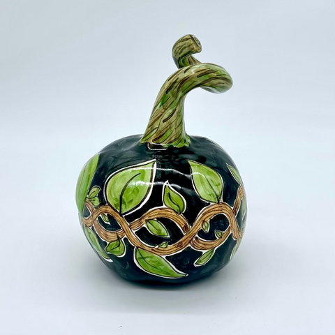 Small Green Leaf with Black Background 3d Pumpkin