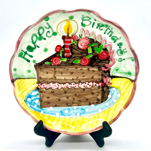 Rosey Posey Birthday Cake Slice Plate