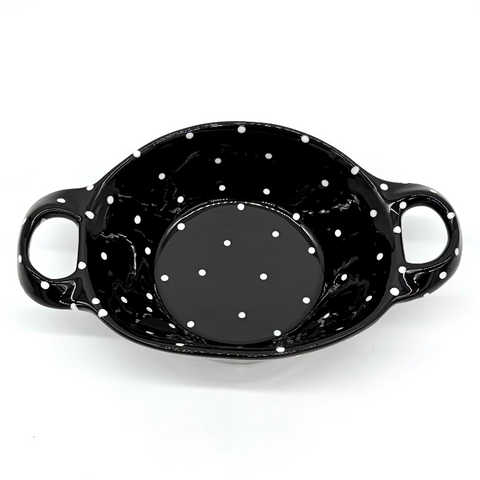 Black and White Dot Double Handled Basket
