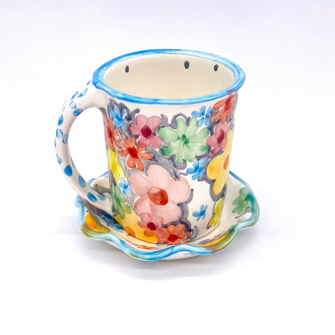 Soft Floral Mug and Saucer Bundle