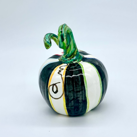 Small Black & White Striped 3d Pumpkin