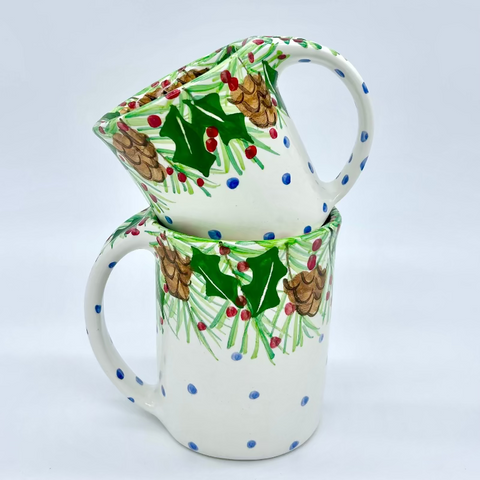 Pinecone Holly Mugs