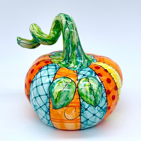 Medium Patchwork Stripe 3d Pumpkin
