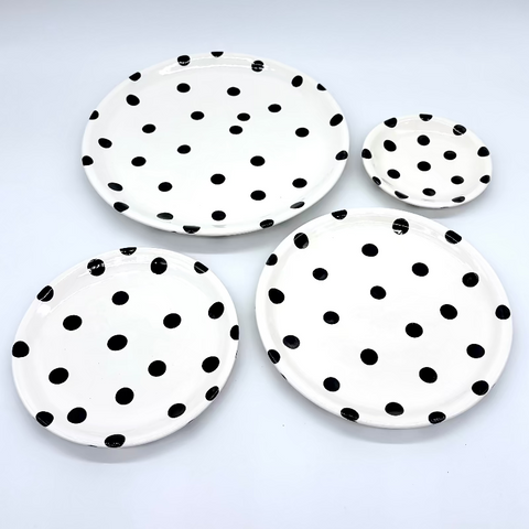 White and Big Black Dots Plates