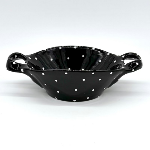 Black and White Dot Double Handled Basket