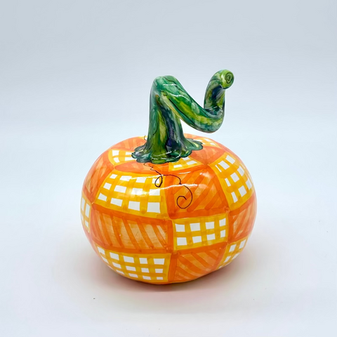 Small Orange Check 3d Pumpkin
