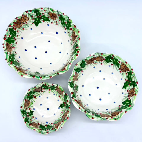 Pinecone Holly Bowls