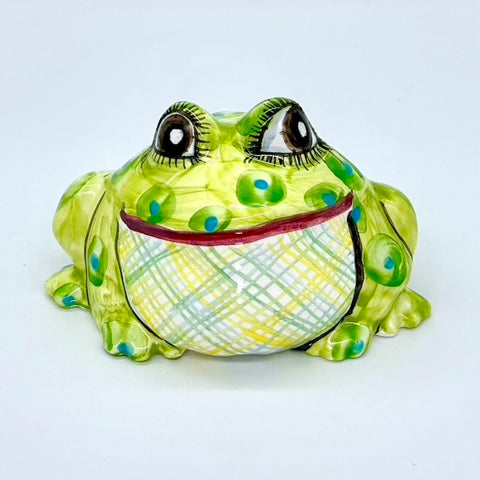 Plaid Belly & Polka Dot Small Garden Frog