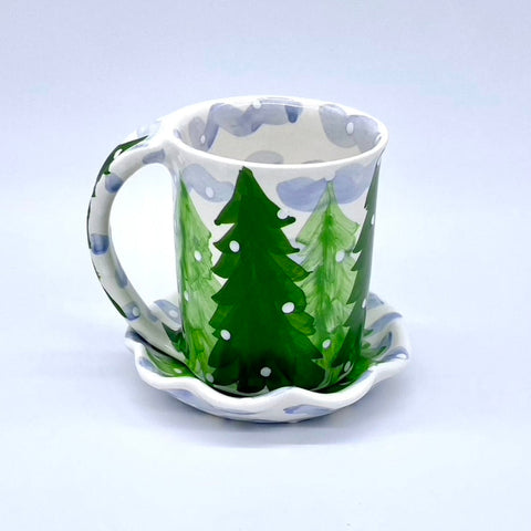 Snowy Trees Mug and Saucer Bundle