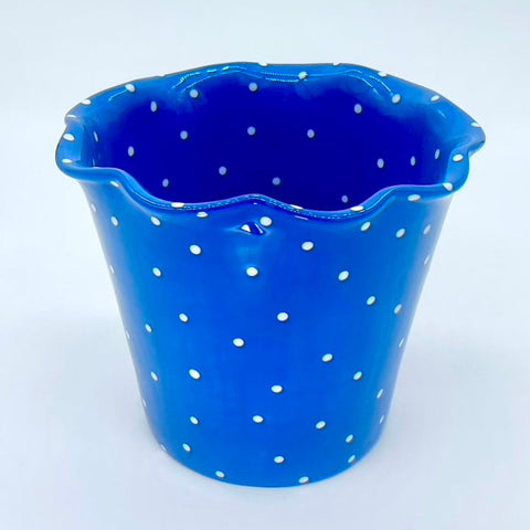 The Blues Polka Dot Medium Flower Pot