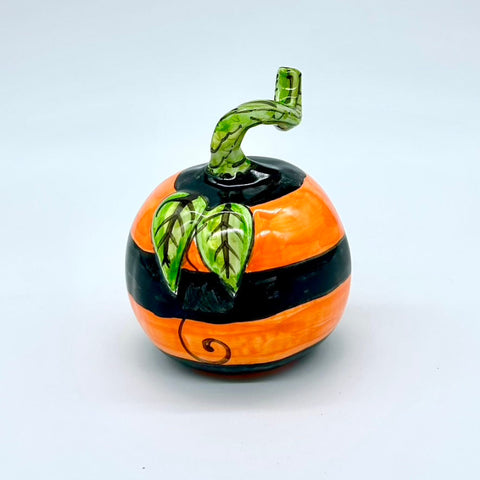 Small Black & Orange Stripe 3d Pumpkin