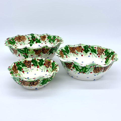 Pinecone Holly Bowls
