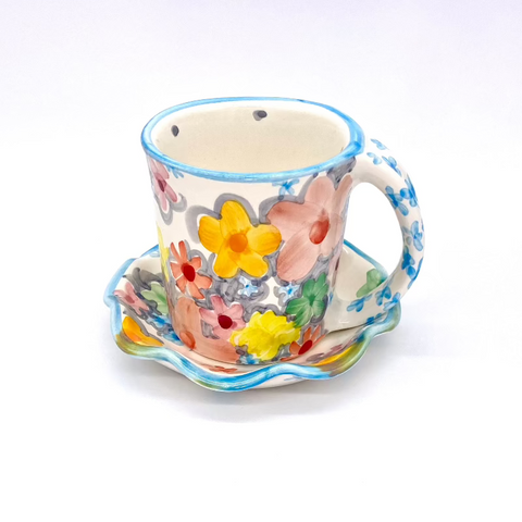 Soft Floral Mug and Saucer Bundle