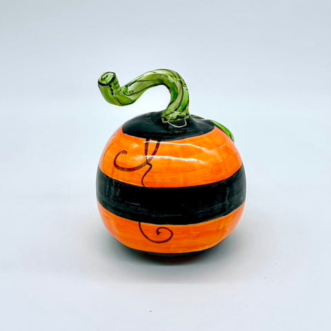 Small Black & Orange Stripe 3d Pumpkin