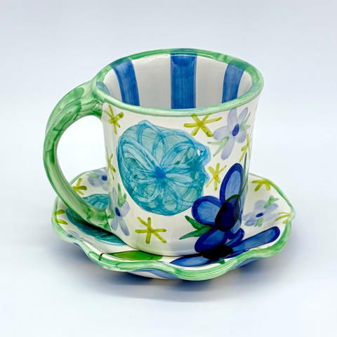 Blue Summer Dress Mug and Saucer Bundle