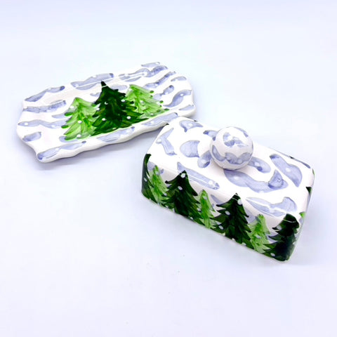 Snowy Trees Butter Dish