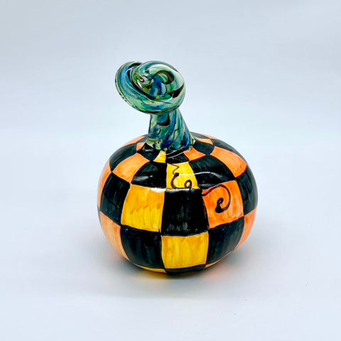 Small Black & Orange Check 3d Pumpkin