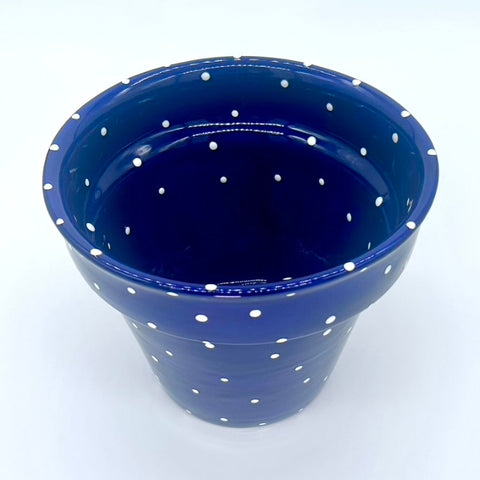 Moody Blue Polka Dot Medium Flower Pot