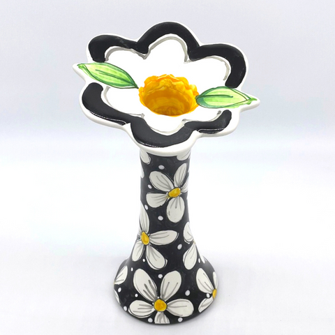 Black and White Daisy Flower Vase