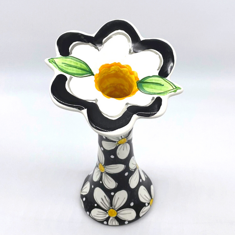 Black and White Daisy Flower Vase