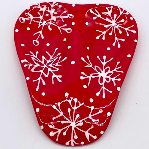 Red and White Snowflake Double Spoon Rest