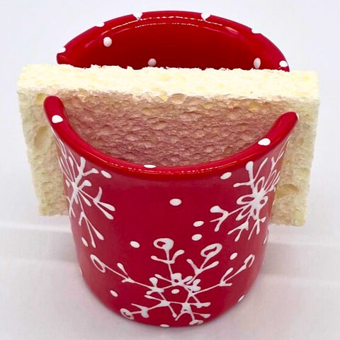 Red and White Snowflake Sponge Holder