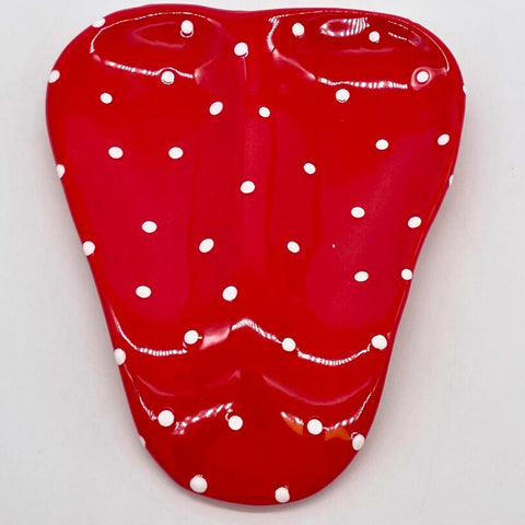 Red and White Dot Double Spoon Rest