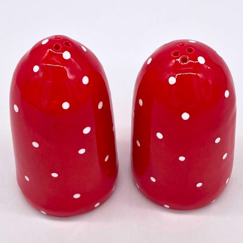 Red and White Dot Salt and Pepper Shakers
