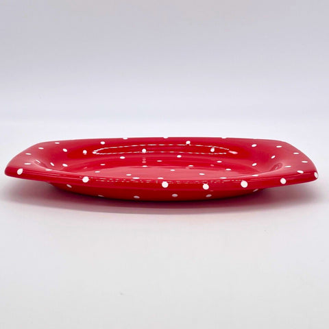 Red and White Dot Elliptical Plate