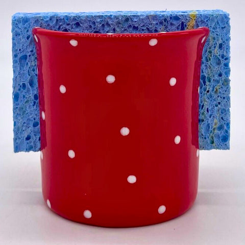 Red and White Dot Sponge Holder