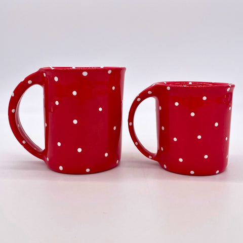 Red and White Dot Mugs