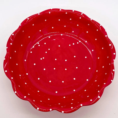 Red and White Dot Pasta Bowl