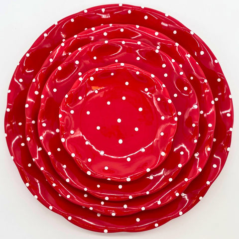 Red and White Dot Plates