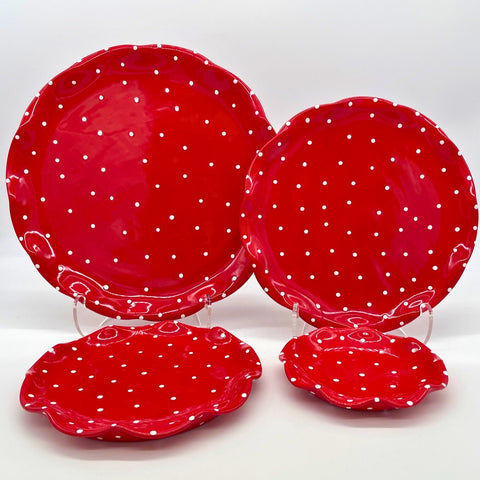 Red and White Dot Plates