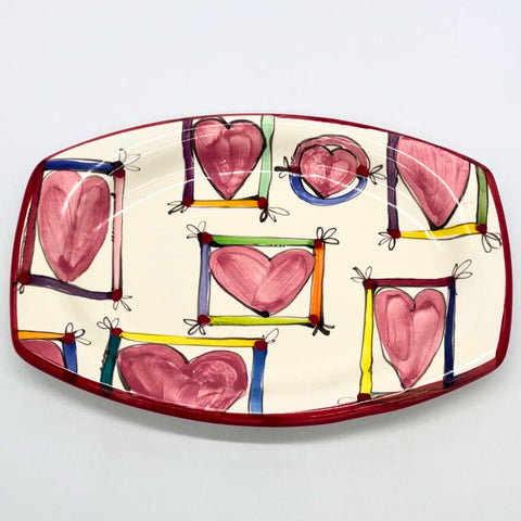Framed Hearts Elliptical Plate