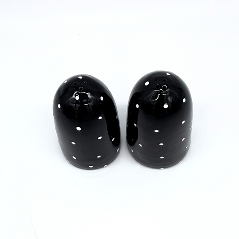Black and White Dot Salt and Pepper Shakers