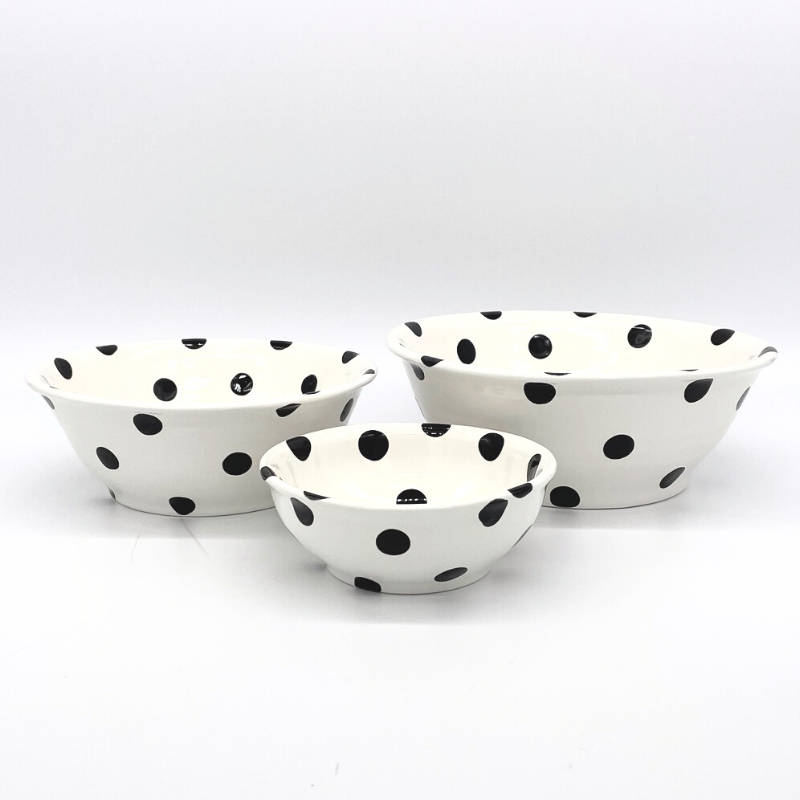 Black and white serving bowls best sale