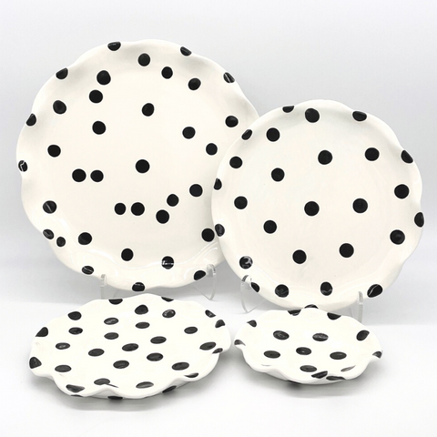 White and Big Black Dots Plates