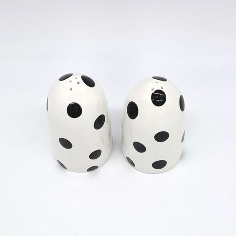 White and Big Black Dots Salt and Pepper Shakers