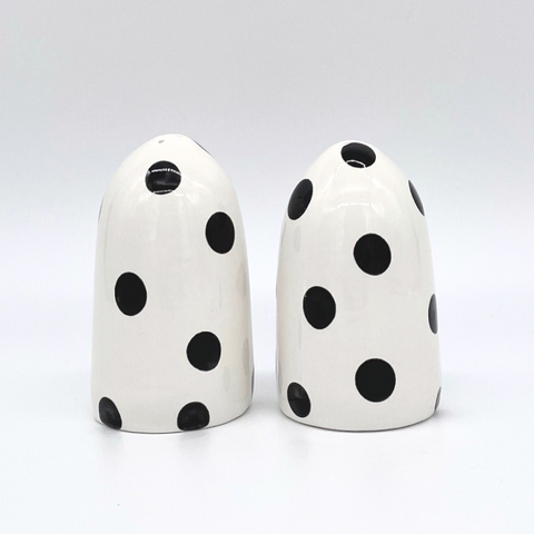 White and Big Black Dots Salt and Pepper Shakers