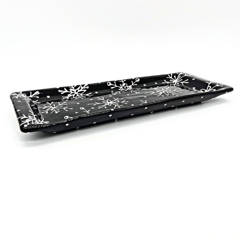 Black and White Snowflake Bread Tray